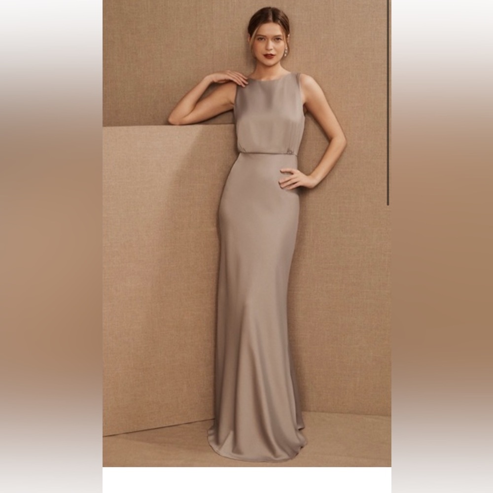 NWT BHLDN Beckett Satin Charmeuse Maxi Dress in Dove Grey